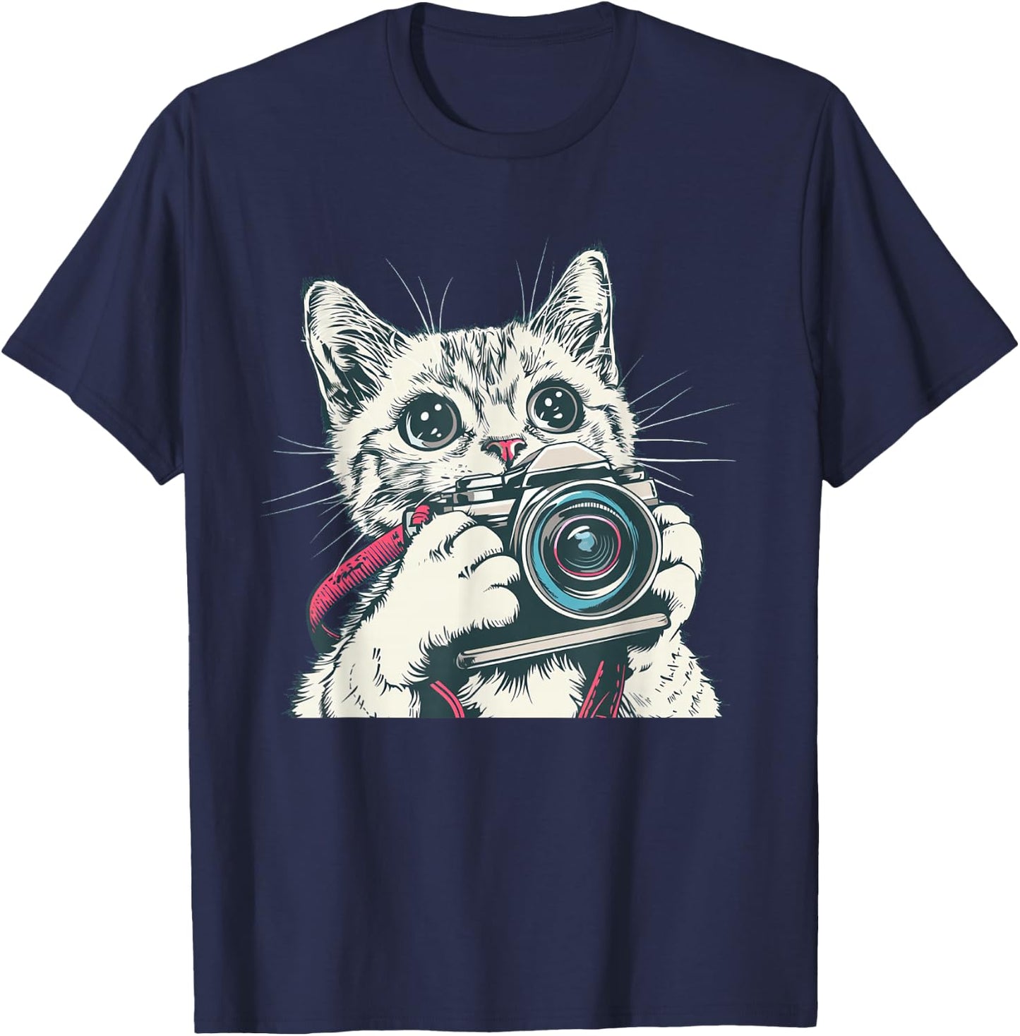 Awesome Camera Cat for traveling and taking Photos Lovers T-Shirt - T-Shirt | Navy