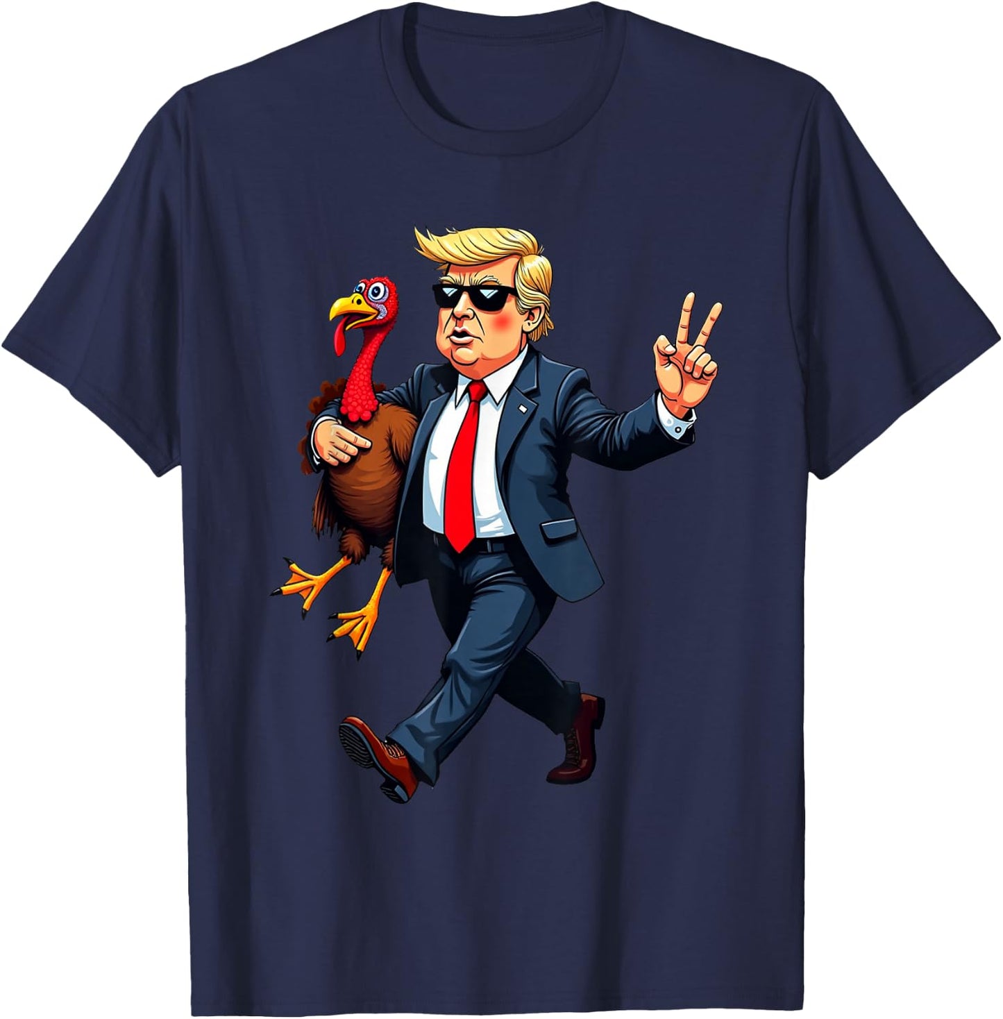 Donald Trump Turkey Pumpkin Thanksgiving Day Men Women Girls T-Shirt - T-Shirt | Navy