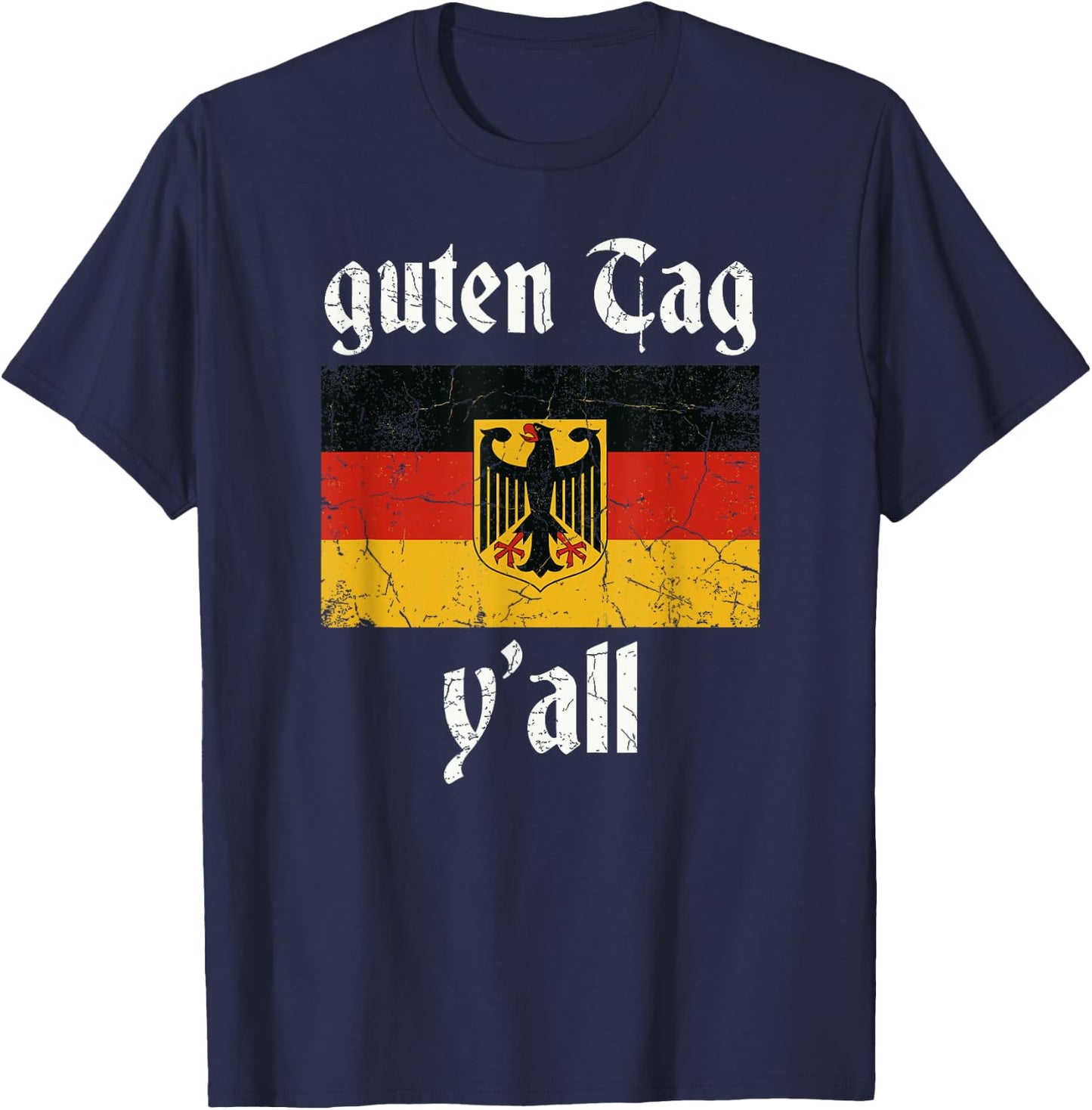 Oktoberfest Germany Festival Vintage Flag Guten Tag Ya'll T-Shirt - T-Shirt | Navy