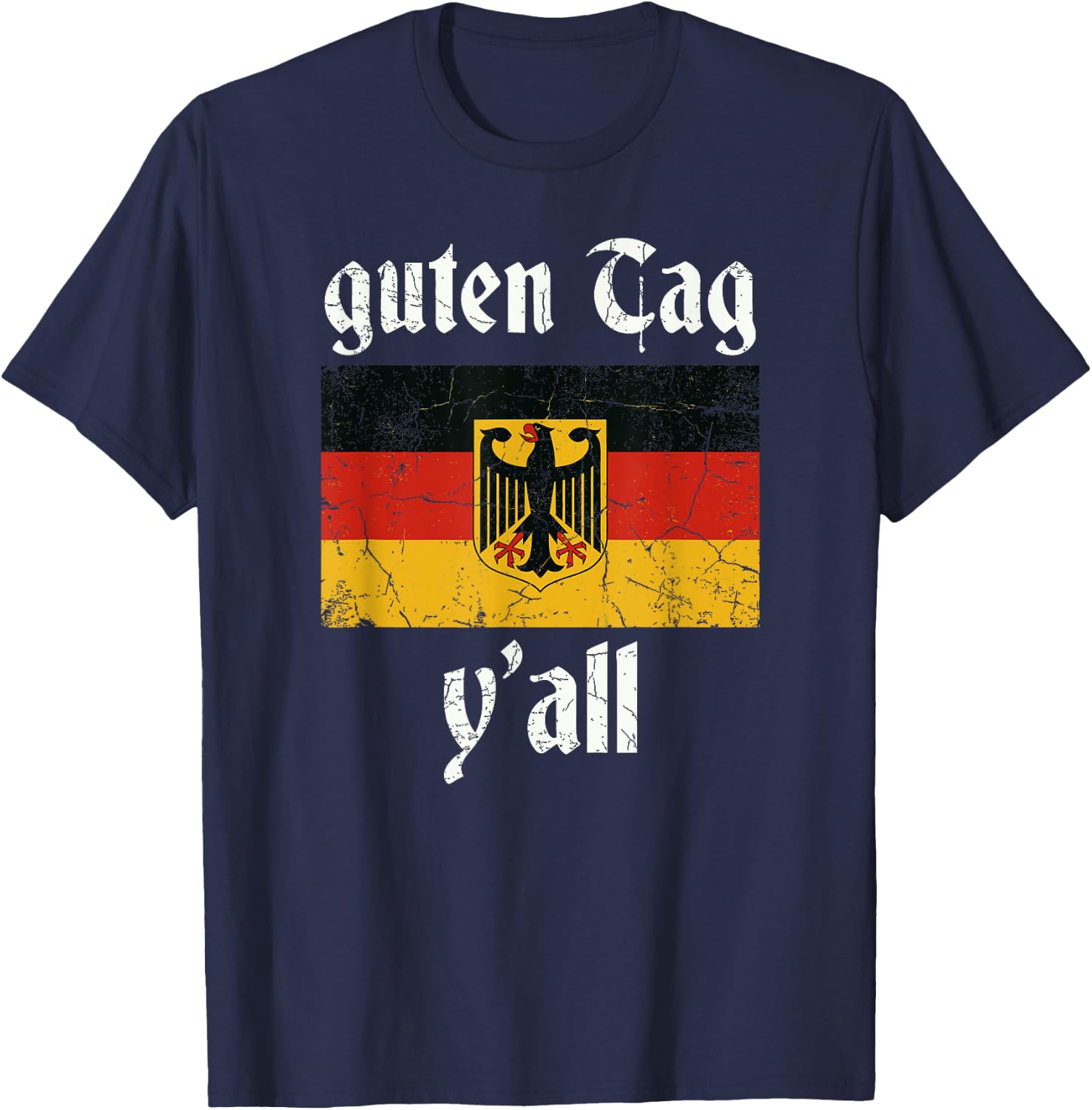 Oktoberfest Germany Festival Vintage Flag Guten Tag Ya'll T-Shirt - T-Shirt | Navy