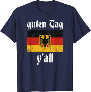 Oktoberfest Germany Festival Vintage Flag Guten Tag Ya'll T-Shirt - T-Shirt | Navy