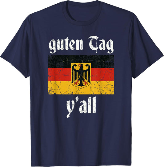 Oktoberfest Germany Festival Vintage Flag Guten Tag Ya'll T-Shirt - T-Shirt | Navy