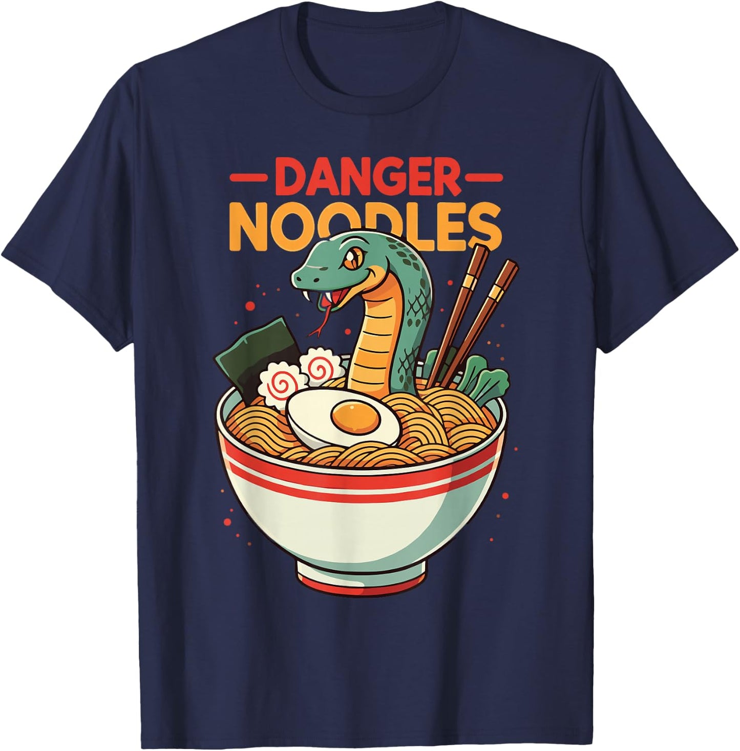 Danger Noodles Snake Ramen Funny Reptile Lover T-Shirt - T-Shirt | Navy