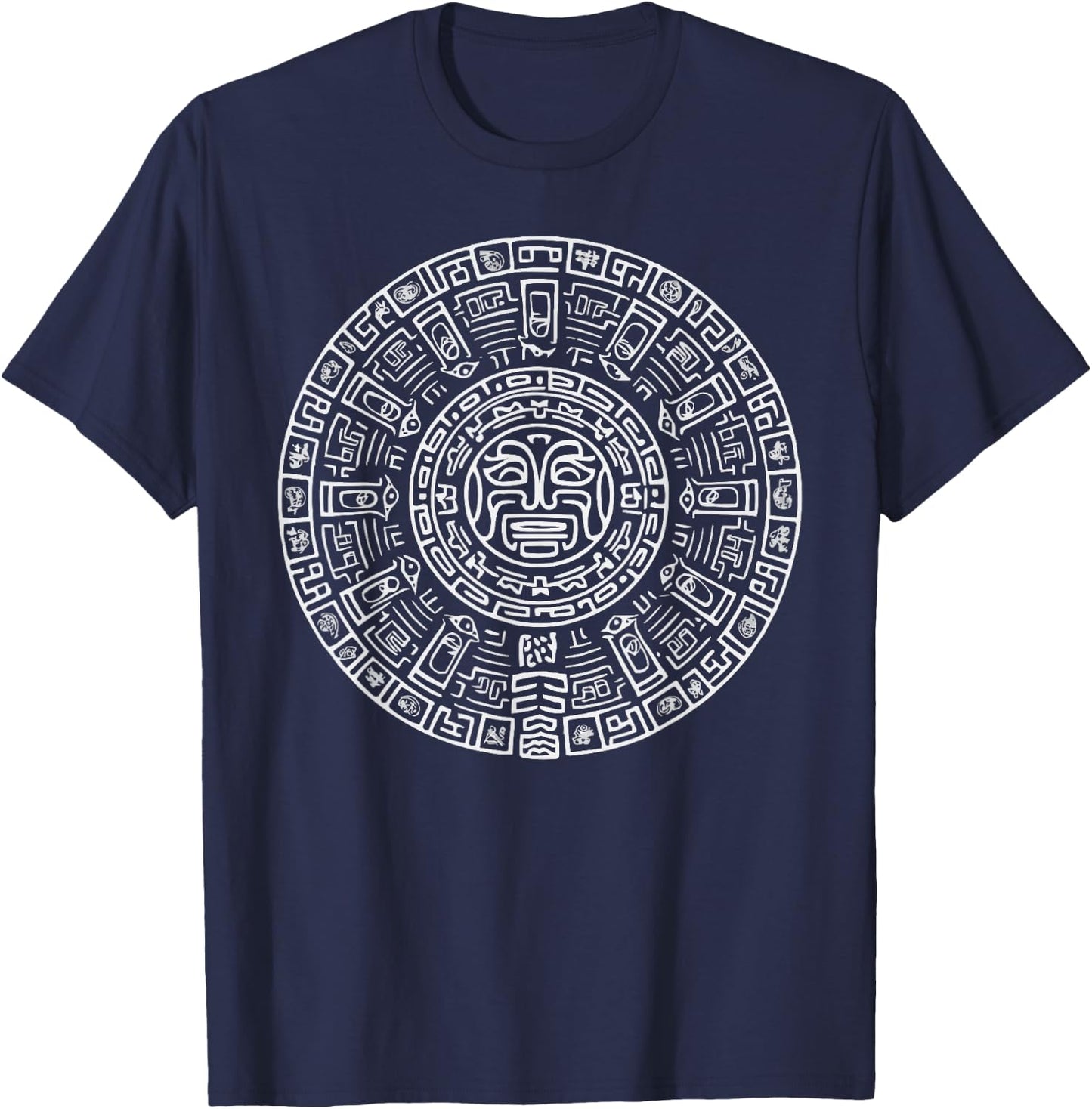Aztec Calendar Mayan Indigenous Mexican Aztec Jaguar T-Shirt - T-Shirt | Navy