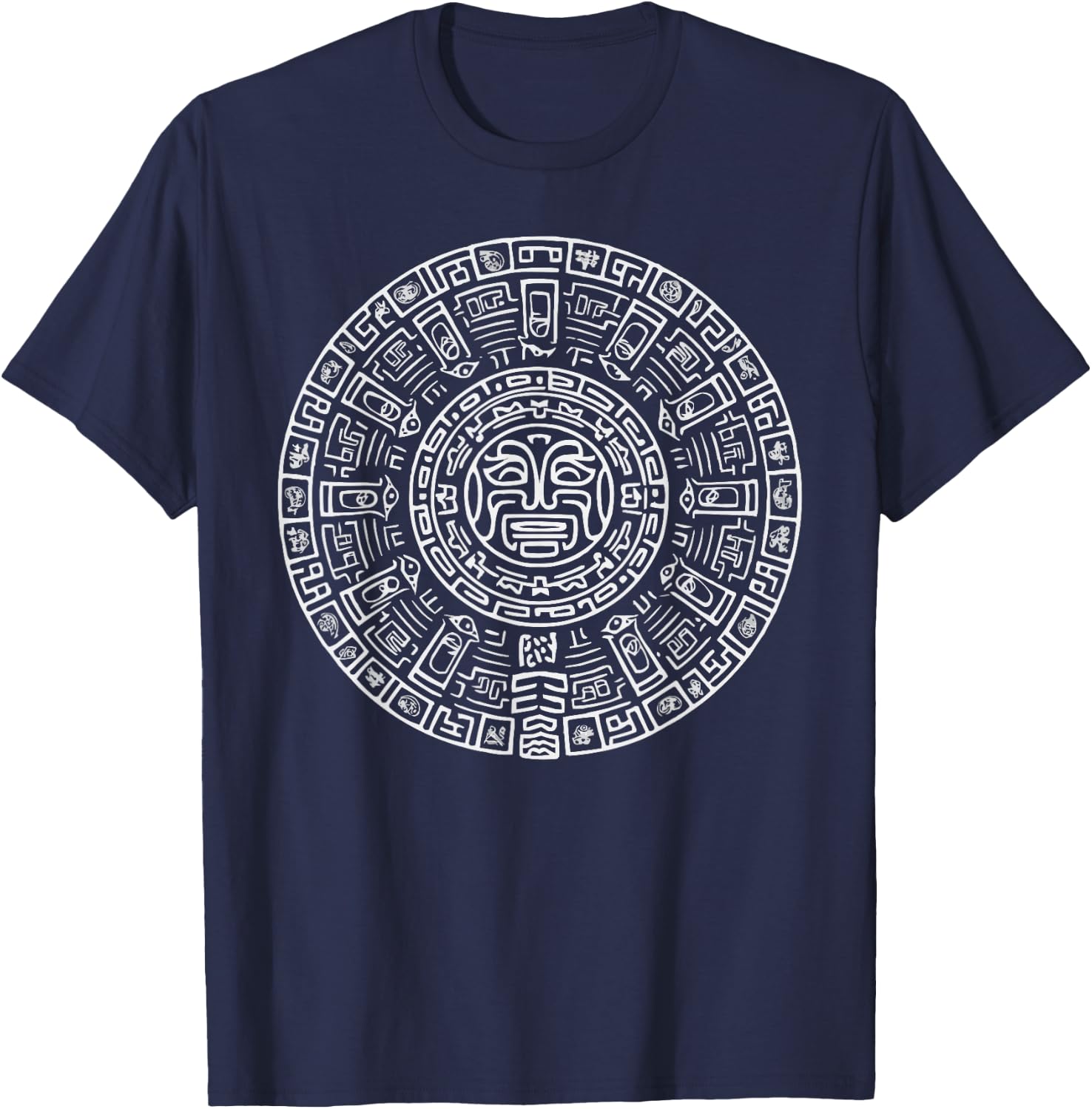Aztec Calendar Mayan Indigenous Mexican Aztec Jaguar T-Shirt - T-Shirt | Navy