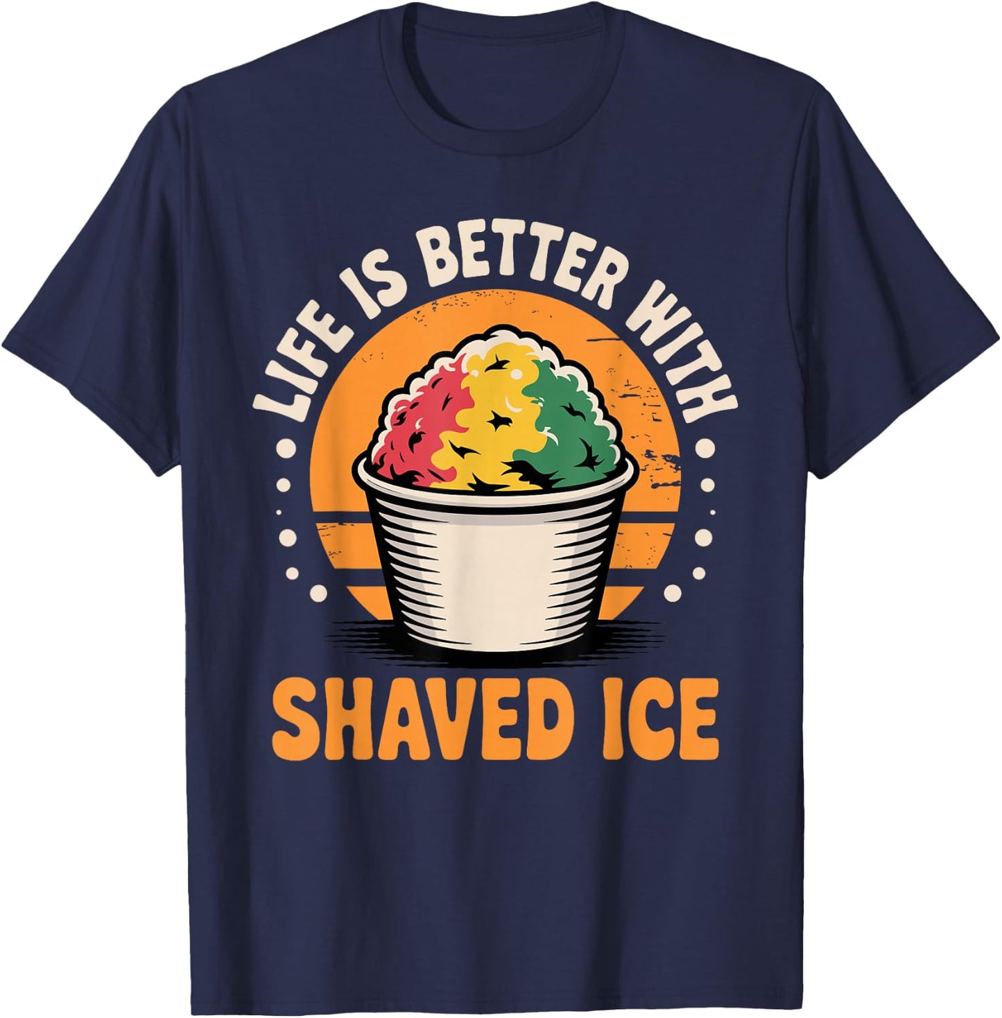 Funny Shaved Ice Art Women Kids Snow Cone Shaved Ice T-Shirt - T-Shirt | Navy