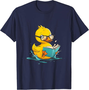 Rubber Duck Reading Book Reader Books Rubber Duckie T-Shirt - T-Shirt | Navy