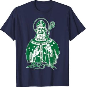 St Patrick Catholic Saint Patricks Day Ireland Irish T-Shirt - T-Shirt | Navy