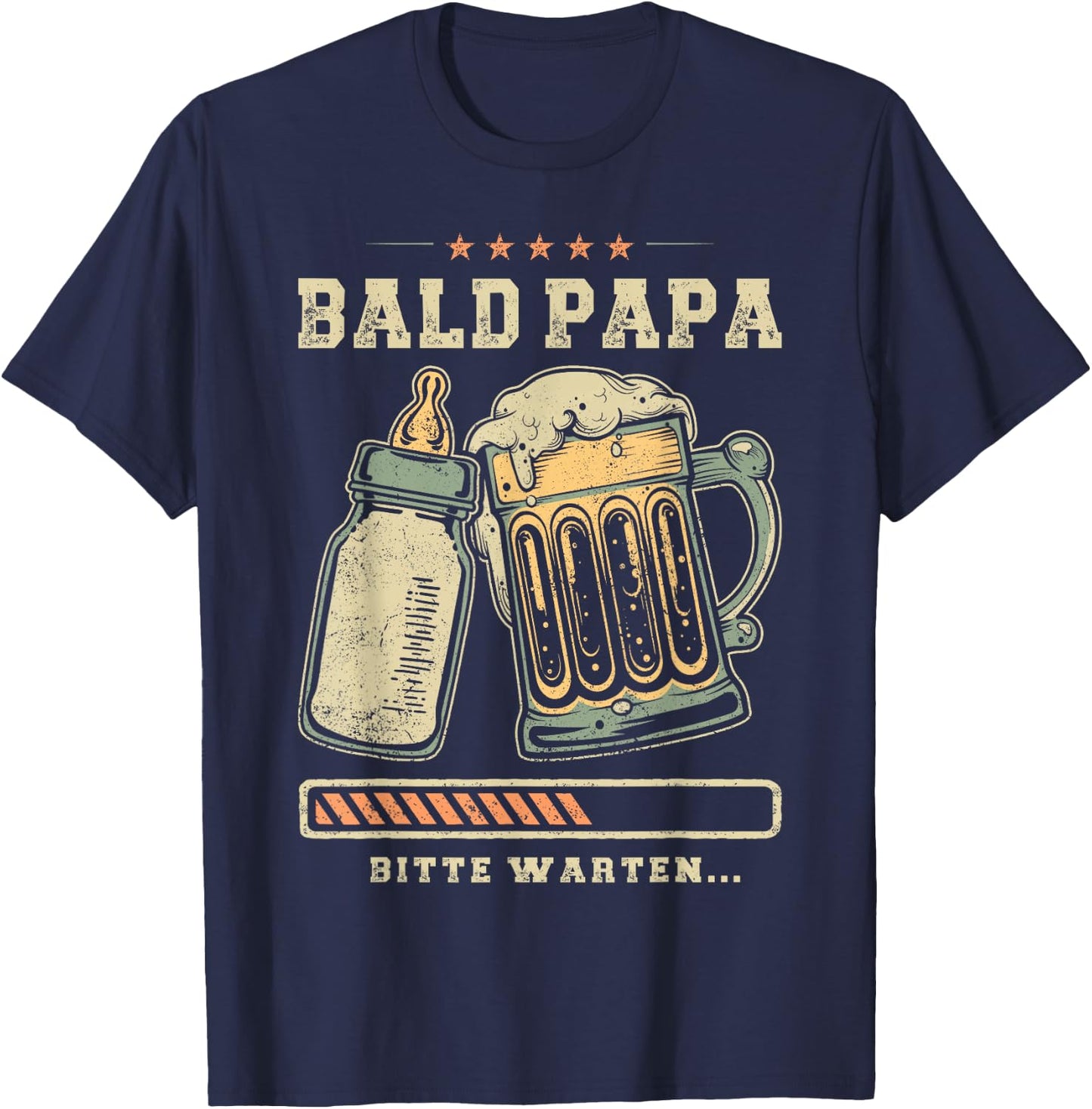 Bald Papa, Fatherhood, Baby Announcement, Expectant Father T-Shirt - T-Shirt | Navy