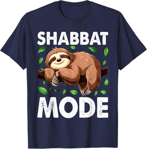 Shabbat Mode Sleepy Sloth shabbat Shalom Jewish Sabbath T-Shirt - T-Shirt | Navy