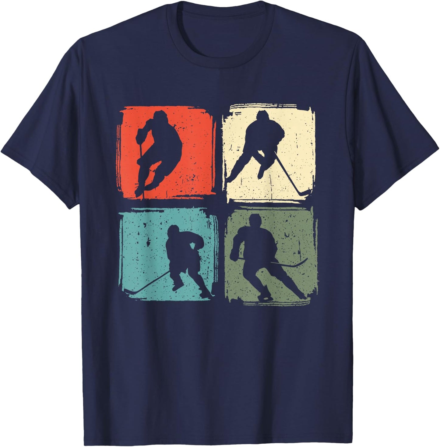 Ice Hockey Player Vintage Motif , black T-Shirt - T-Shirt | Navy