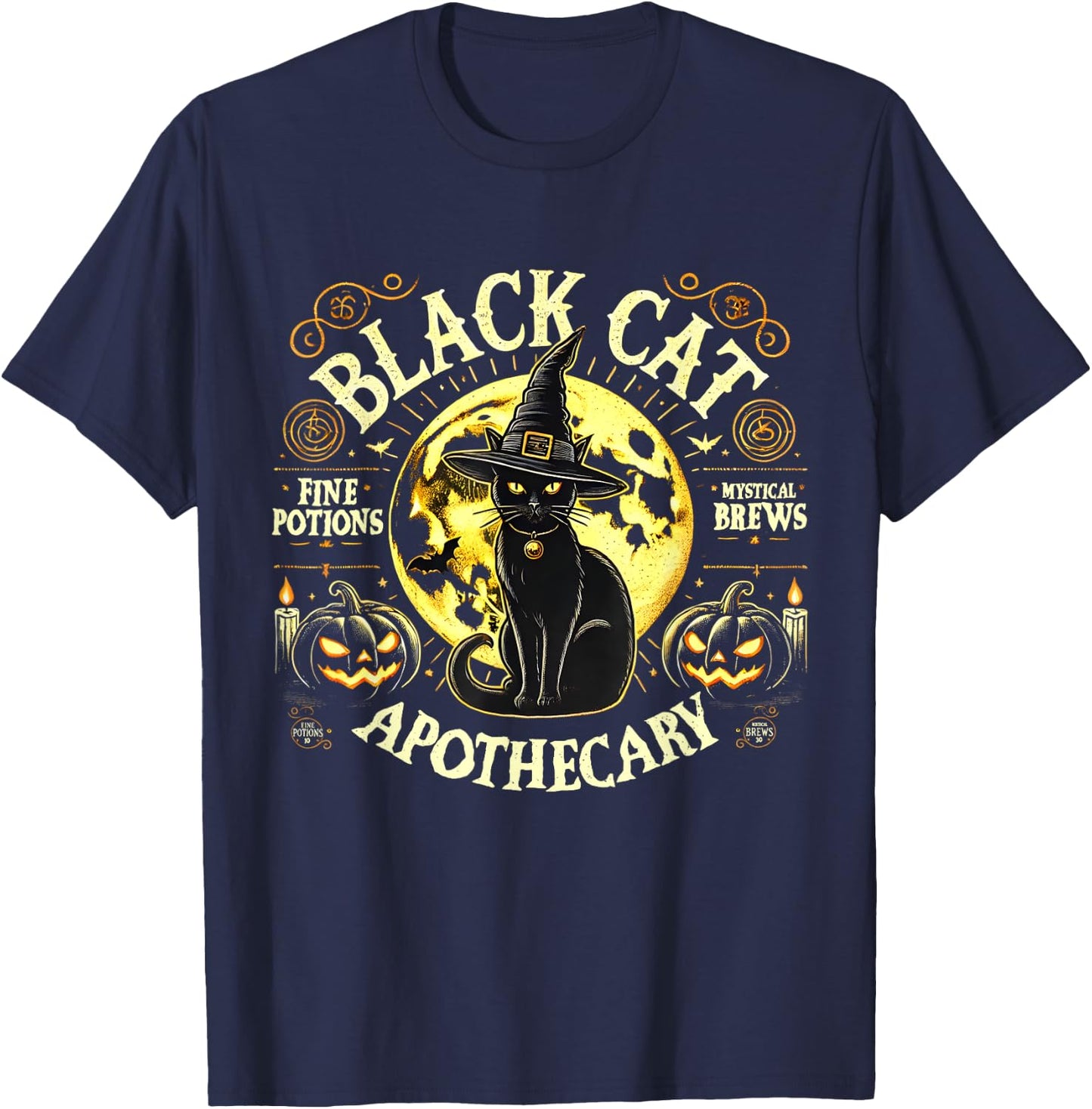 Salem The Cat Black Cat Apothecary Halloween Men Women T-Shirt - T-Shirt | Navy