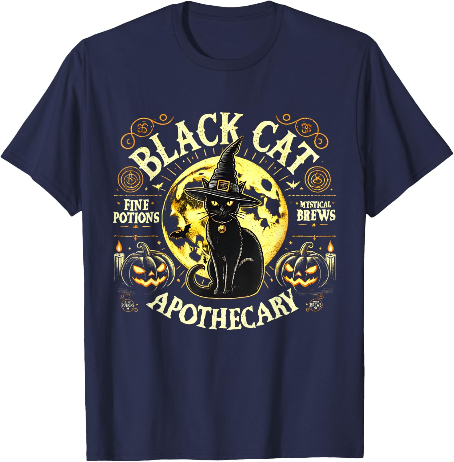 Salem The Cat Black Cat Apothecary Halloween Men Women T-Shirt - T-Shirt | Navy
