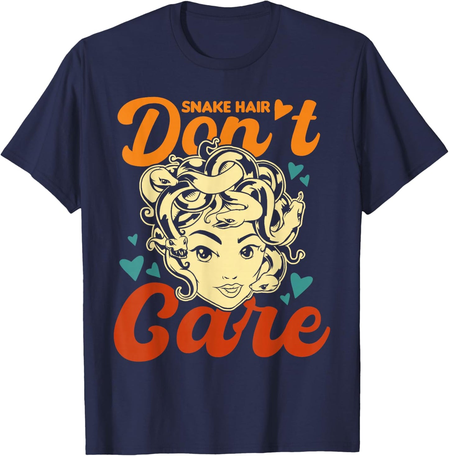 Greek Mythology Snake Hair Don't Care Medusa Female T-Shirt - T-Shirt | Navy