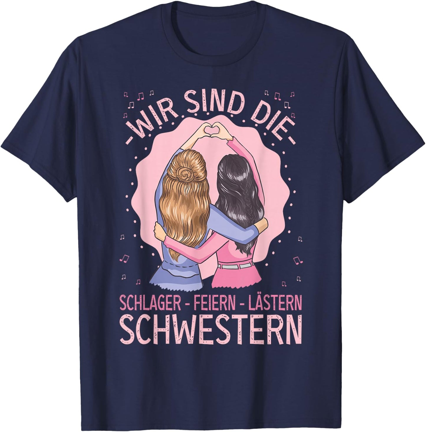 Schlager Feiern Lästern Schlageroutfit Party , black, s T-Shirt - T-Shirt | Navy