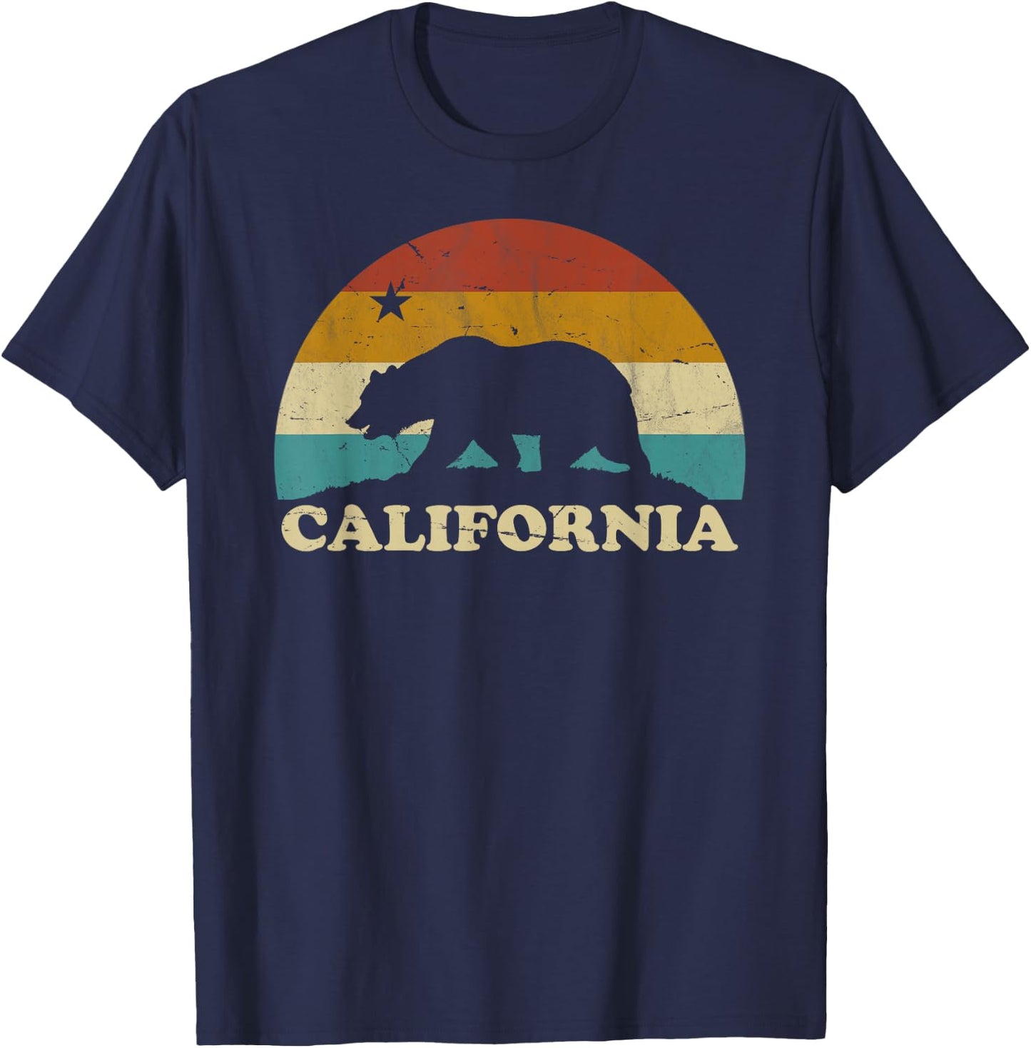 Flagge Kalifornien Retro Vintage Bär 70er Jahre T-Shirt - T-Shirt | Navy