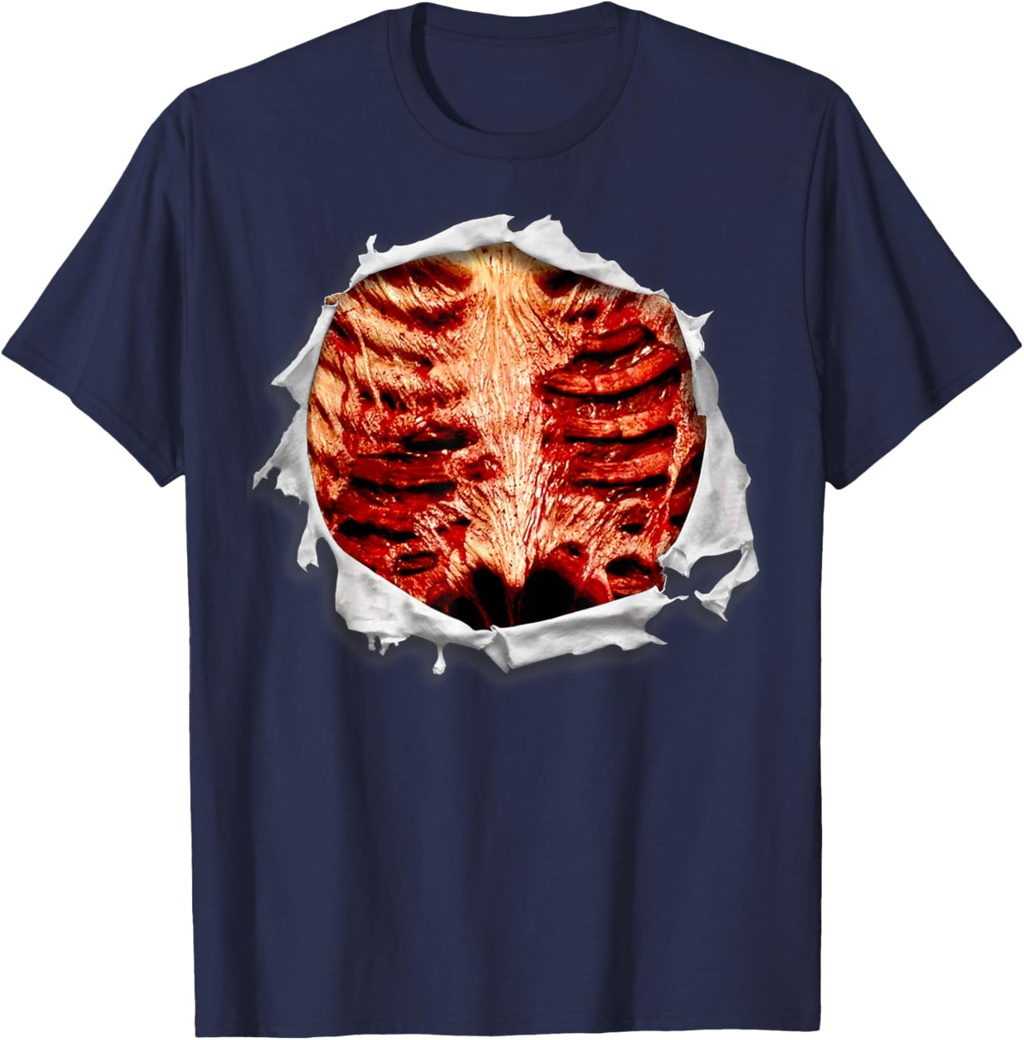 Halloween Costume Zombie Chest Ripped T Shirt T-Shirt - T-Shirt | Navy