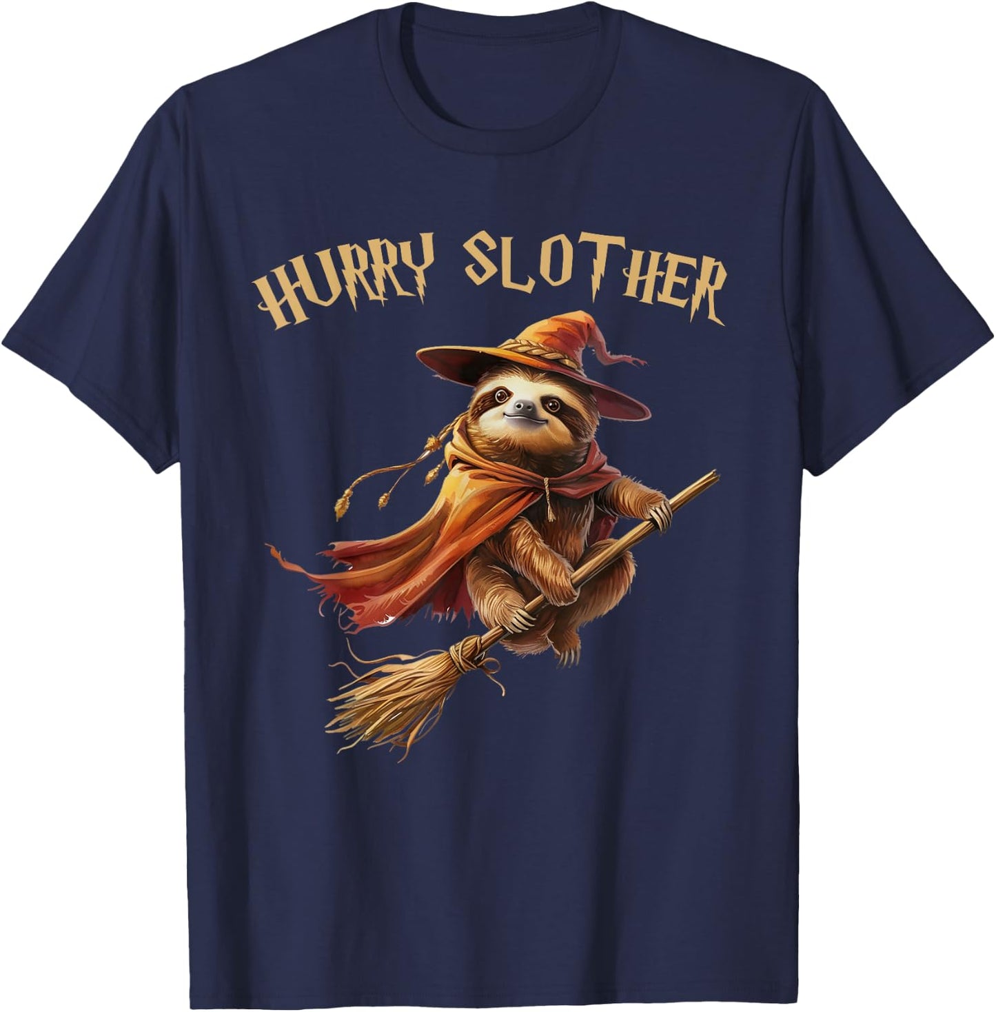 Hurry Slother Parody Sloth Witch Sorcerer and Wizard T-Shirt - T-Shirt | Navy