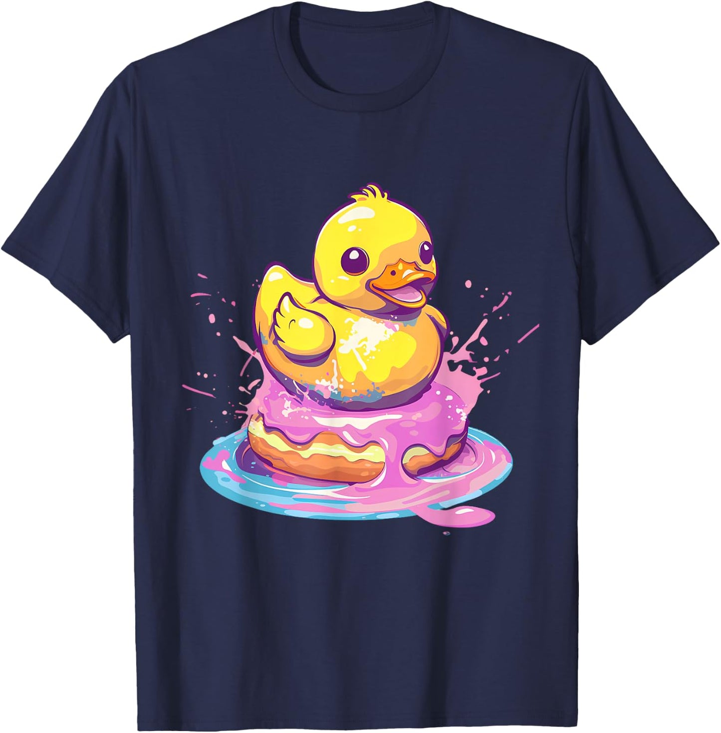 Rubber Duck Rubber Duckie Duck Lover Donut Rubber Duckling T-Shirt - T-Shirt | Navy