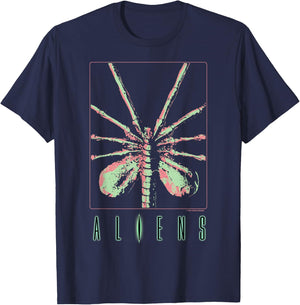 Aliens Iconic Facehugger Ready To Attack Big Chest Poster T-Shirt - T-Shirt | Navy