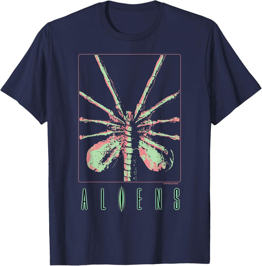 Aliens Iconic Facehugger Ready To Attack Big Chest Poster T-Shirt - T-Shirt | Navy