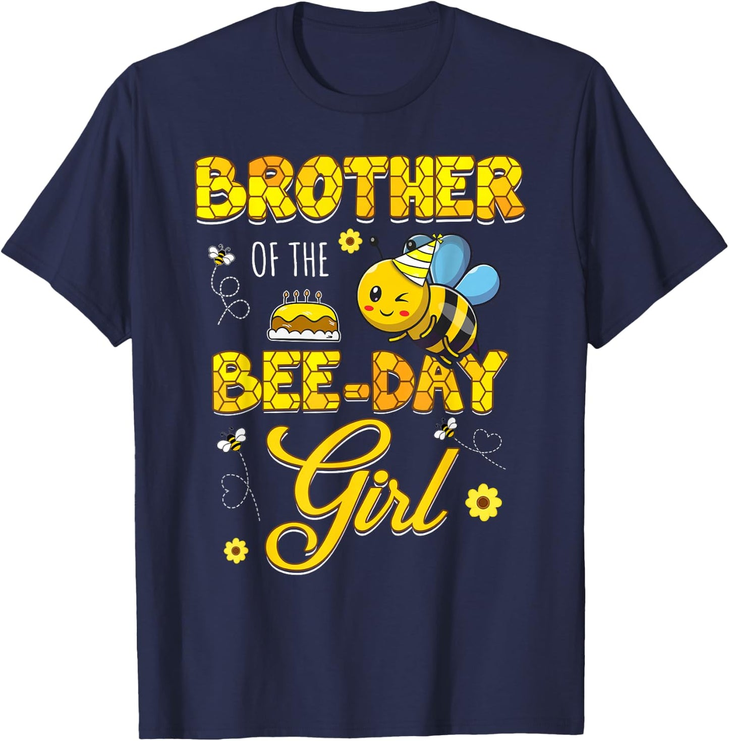 Brother Of The Bee-Day Girl Hive Birthday Party Matching T-Shirt - T-Shirt | Navy