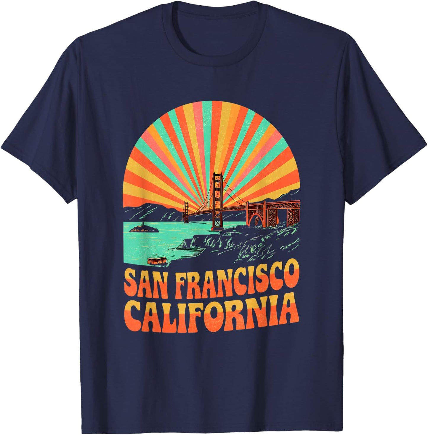Retro San Francisco California California Sunset Souvenir T-Shirt - T-Shirt | Navy