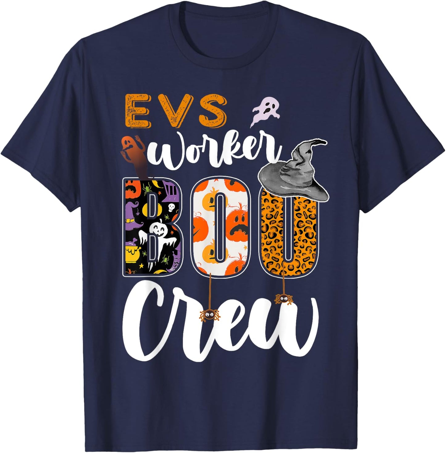 EVS Worker Boo Crew Halloween Environmental Services Match T-Shirt - T-Shirt | Navy