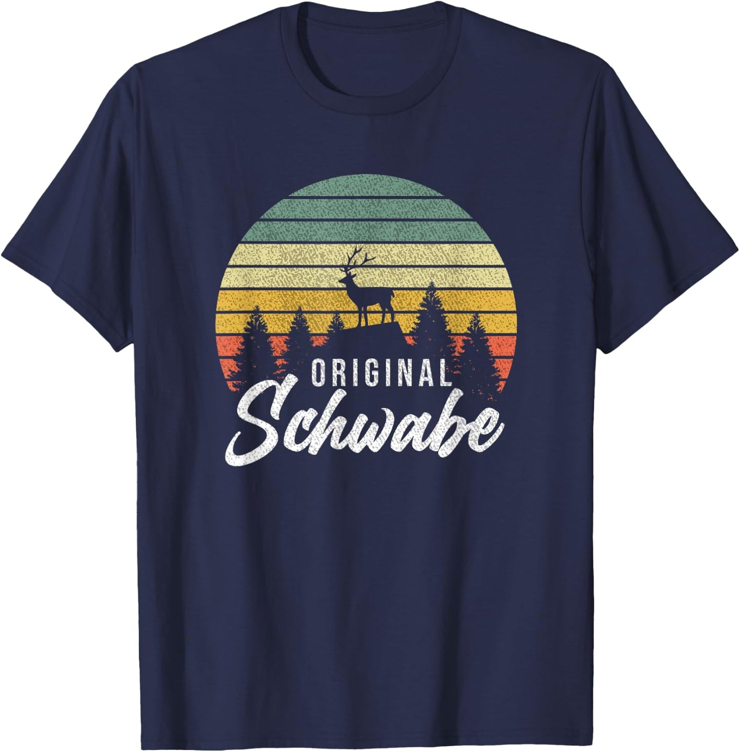 Hirsch Wald Original Schwabe Souvenir Urlaub Wandern T-Shirt - T-Shirt | Navy