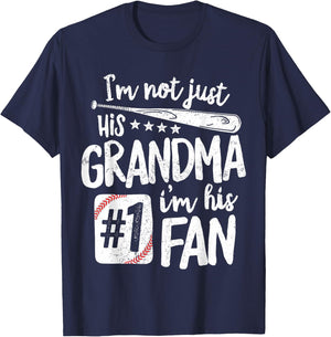 I'm Not Just His Grandma I'm His #1 Fan Baseball T-Shirt - T-Shirt | Navy