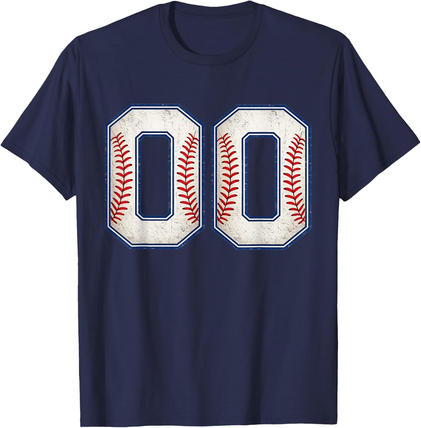 Baseball Fan Jersey Number 00 Athletic Uniform Style T-Shirt - T-Shirt | Navy