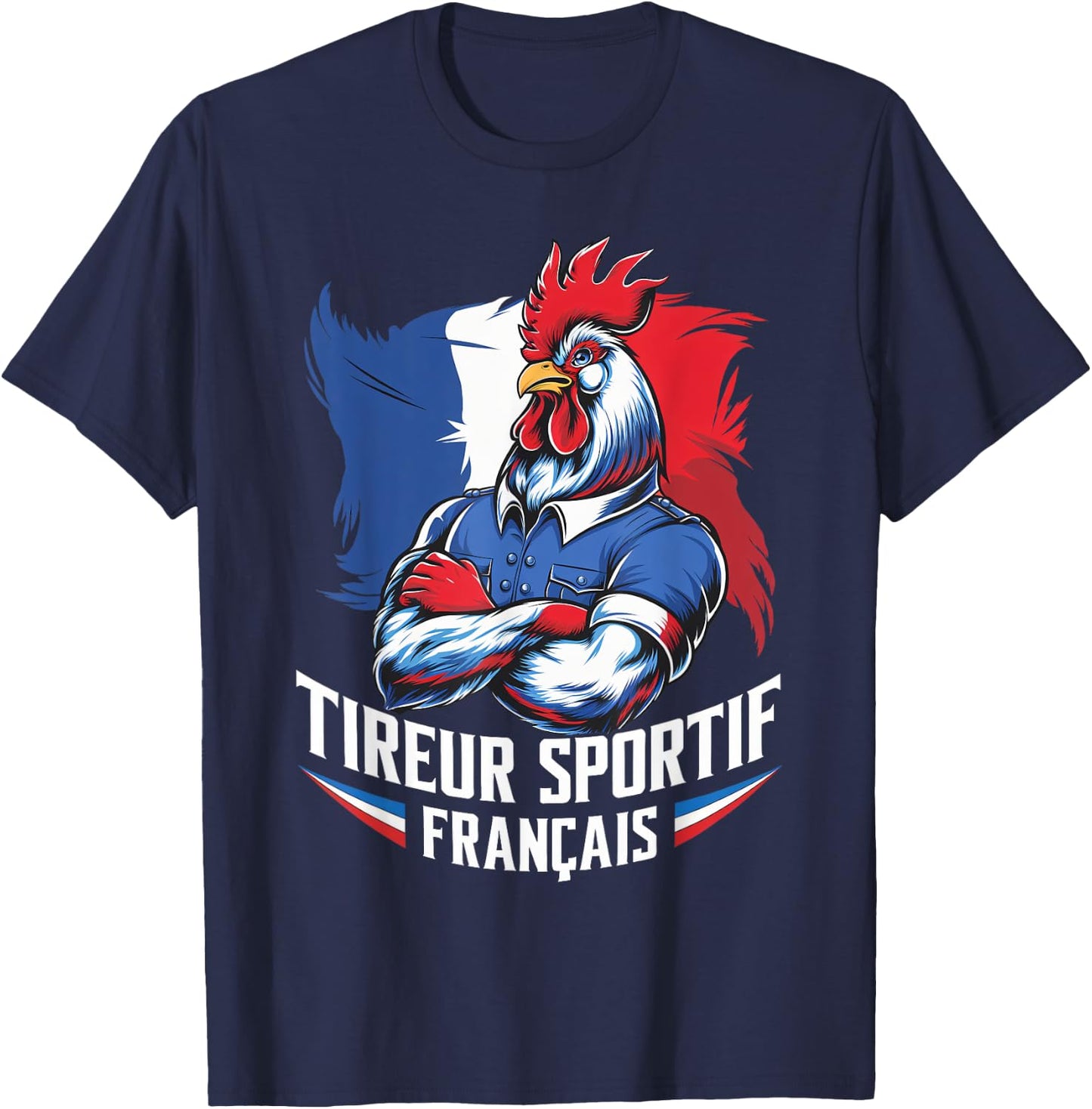 French Sporty Shooter, Shooting Stand Humor Airsoft Pride , Black, S T-Shirt - T-Shirt | Navy