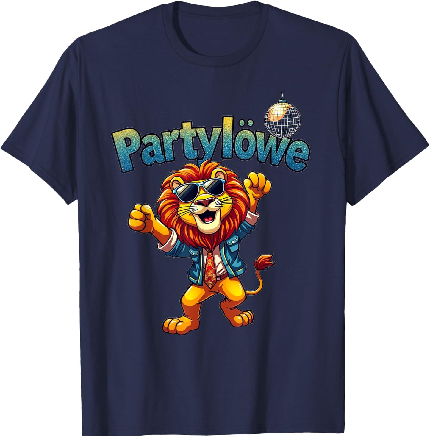 Party Lion Funny Gift for Party with Party Lion , black T-Shirt - T-Shirt | Navy
