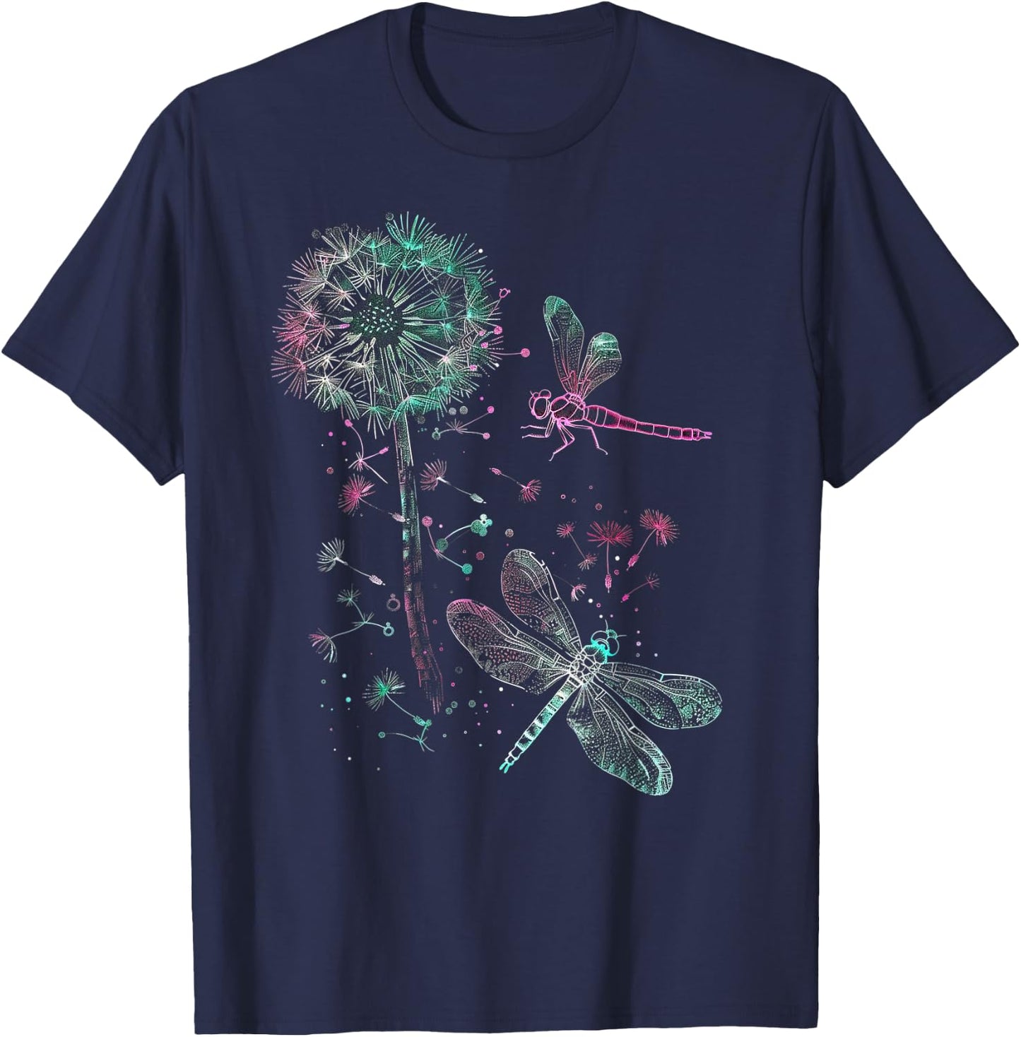 Dandelion Puff Ball with Dragonfly T-Shirt - T-Shirt | Navy
