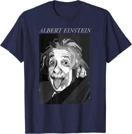Albert Einstein Logic Quote Front Back , Black, S T-Shirt - T-Shirt | Navy