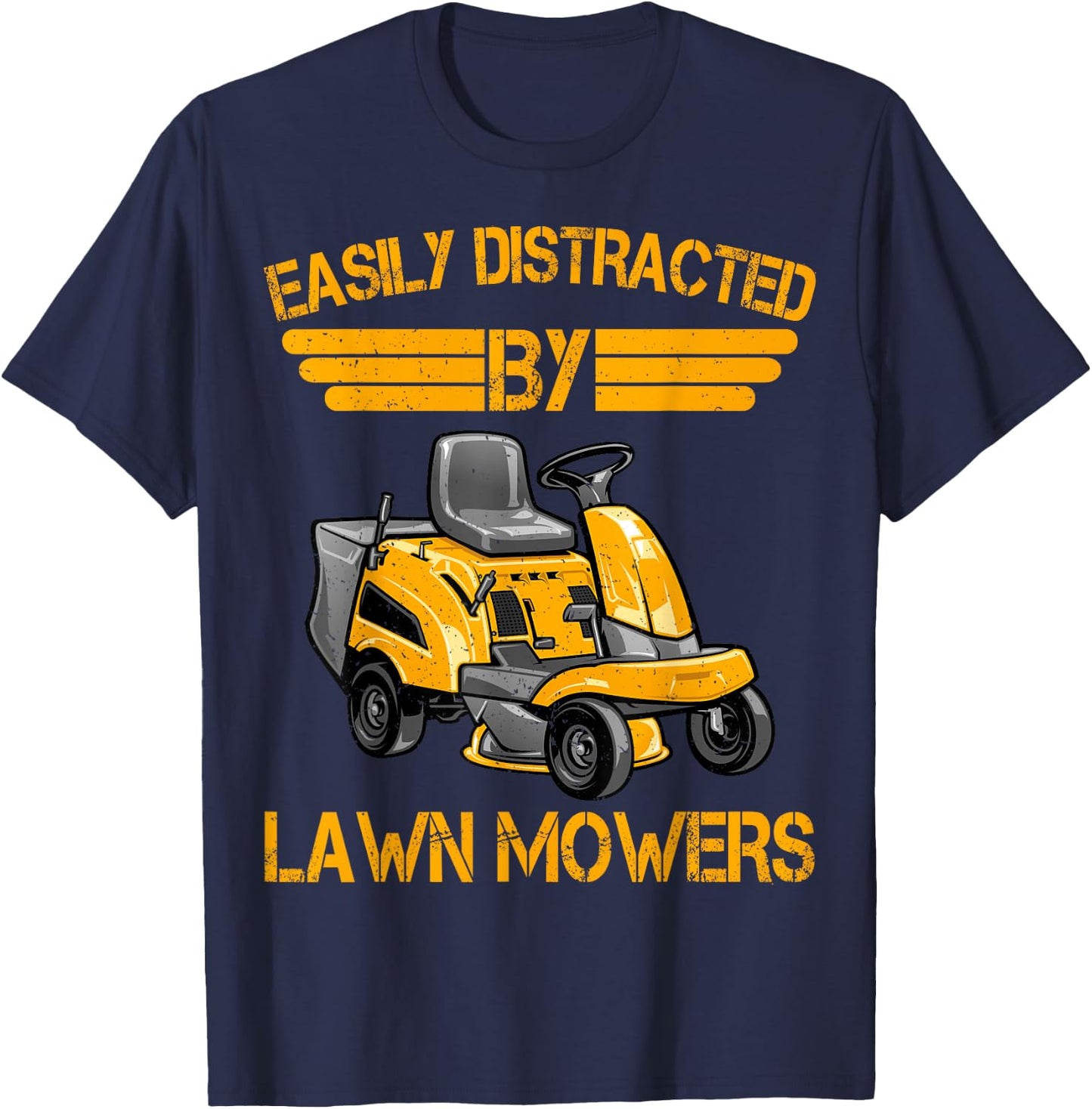 Easily Distracted By Lawn Mowers Lawnmowing Lovers Boys Kids T-Shirt - T-Shirt | Navy