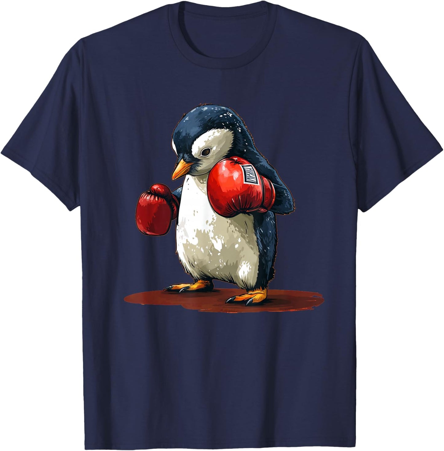 Cute Baby Penguin Loves Sports and Boxing with Gloves T-Shirt - T-Shirt | Navy