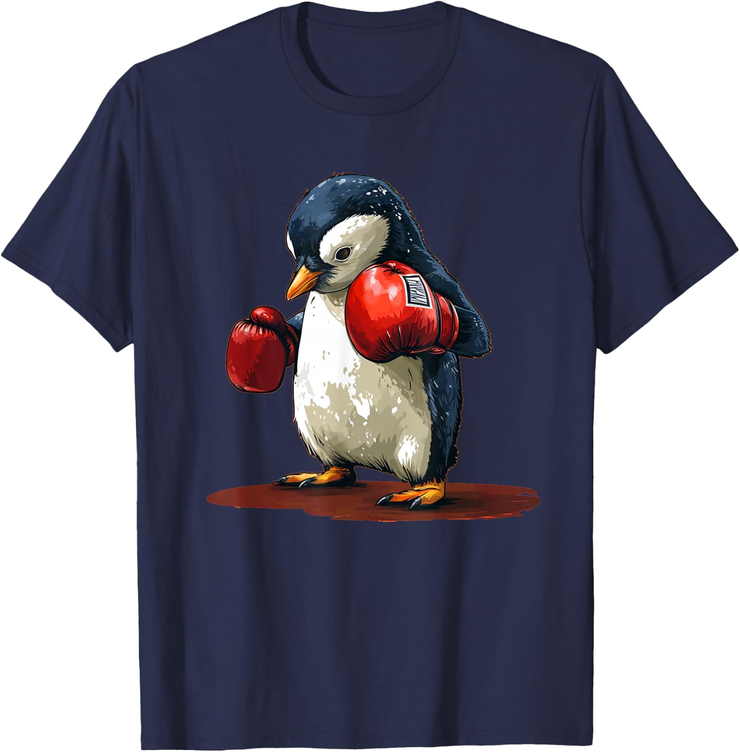 Cute Baby Penguin Loves Sports and Boxing with Gloves T-Shirt - T-Shirt | Navy
