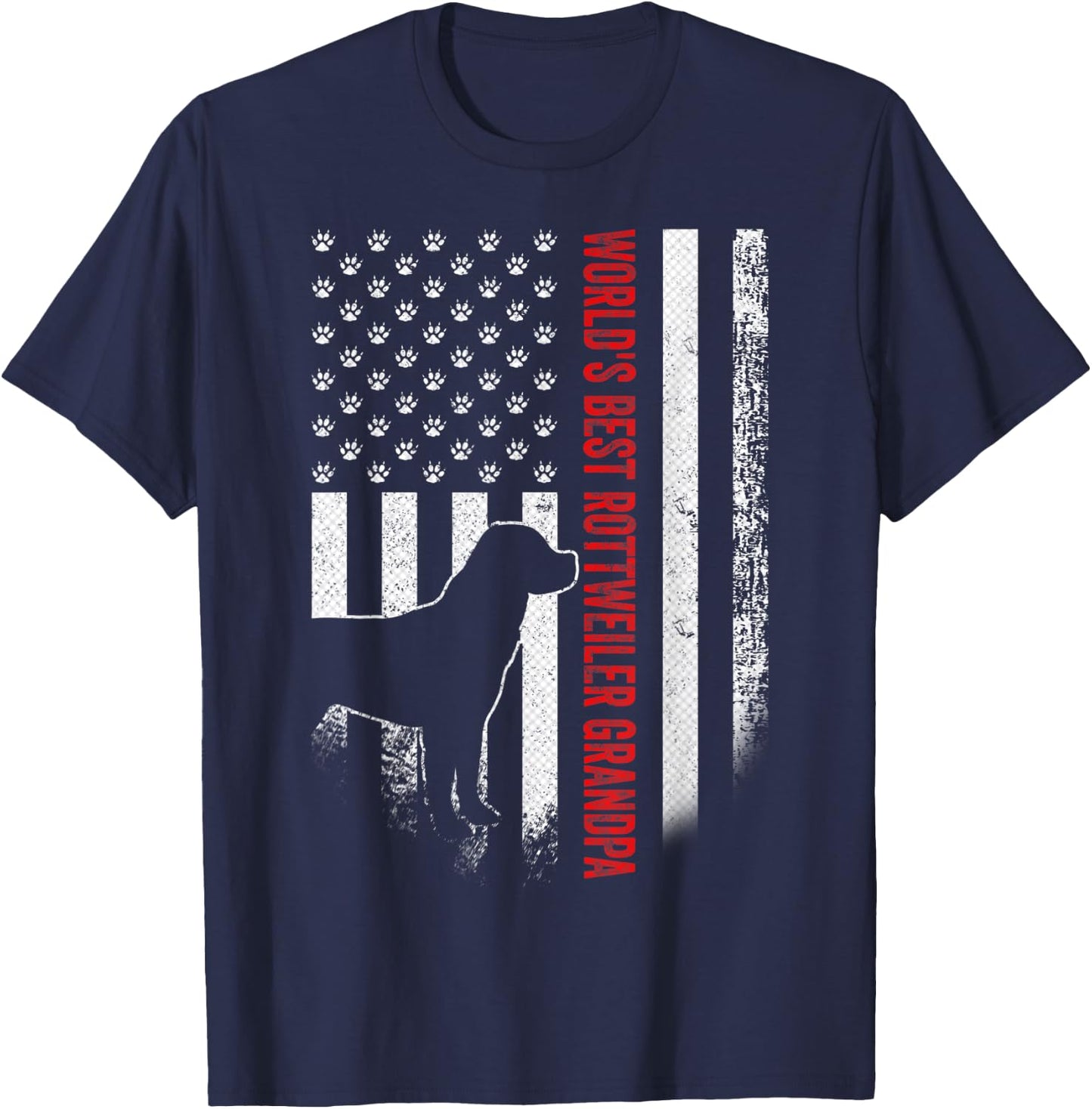 Vintage American Flag World's Best Rottweiler Grandpa Funny Men T-Shirt - T-Shirt | Navy
