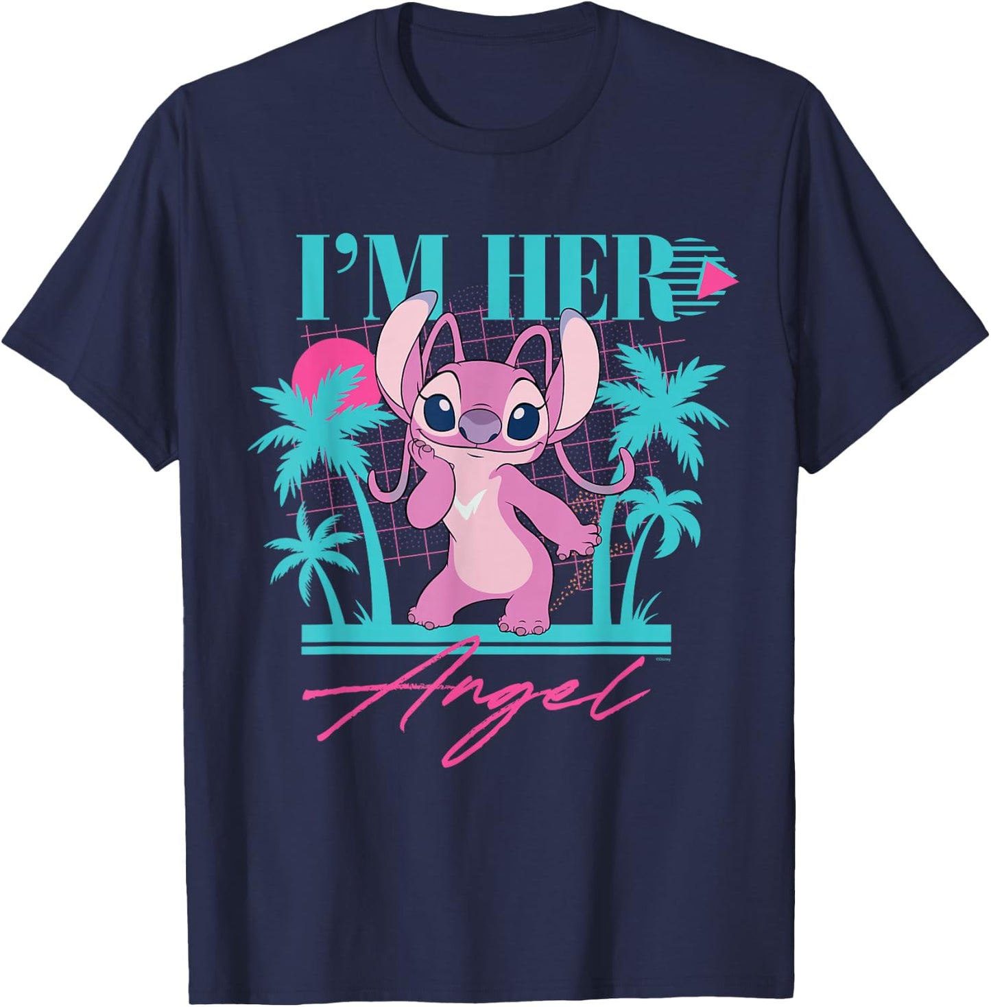 Disney Stitch Retro ’90s Couples Matching I’m Her Angel T-Shirt - T-Shirt | Navy