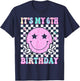 Groovy Hippie Smile Face It's My 6th Birthday 6 Years Old T-Shirt - T-Shirt | Navy