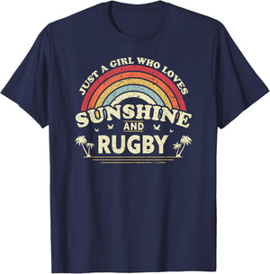 Rugby Shirt. Just A Girl Who Loves Sunshine and Rugby T-Shirt - T-Shirt | Navy