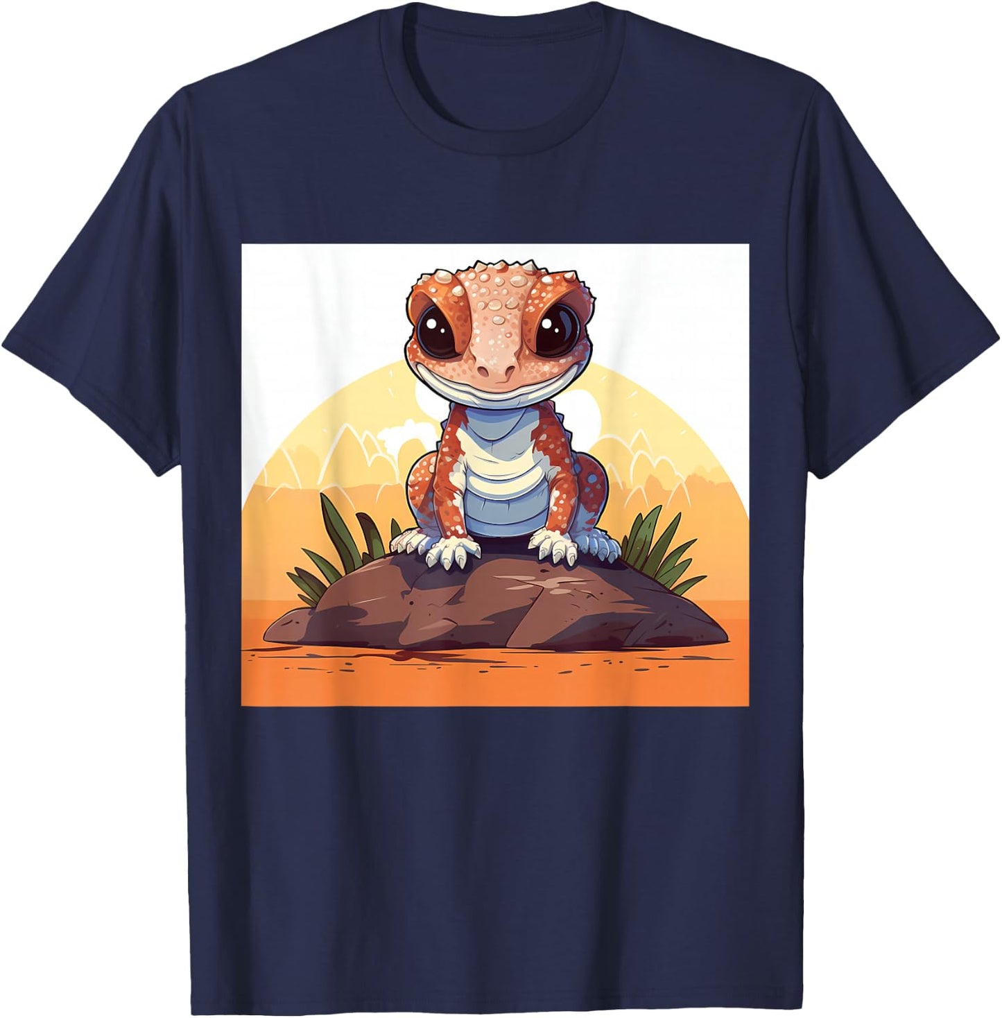Retro Style African Fat-tailed Gecko T-Shirt - T-Shirt | Navy