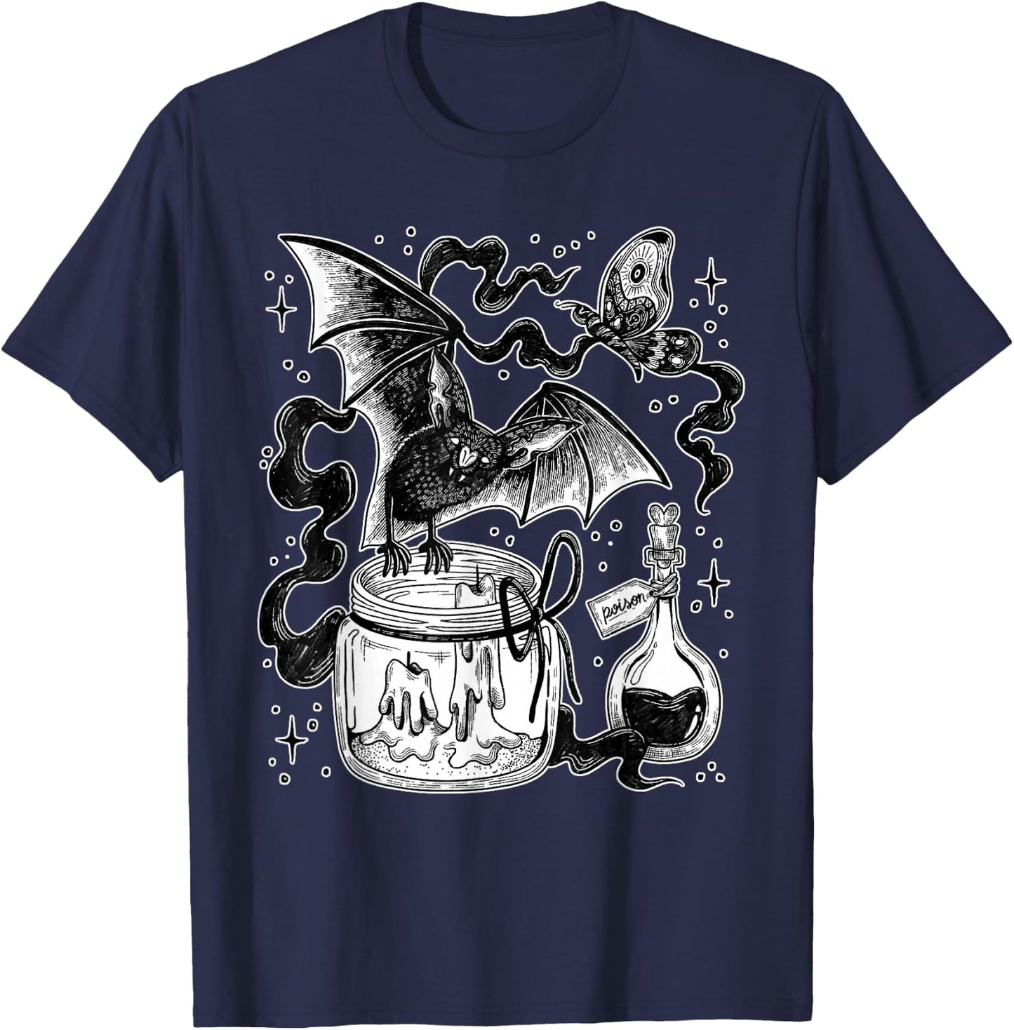 Fledermaus Trank Kerzen- Dark Magic Black & White Collection T-Shirt - T-Shirt | Navy