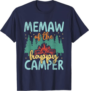 Memaw of Happy Camper 1st Birthday Party Retro Memaw T-Shirt - T-Shirt | Navy