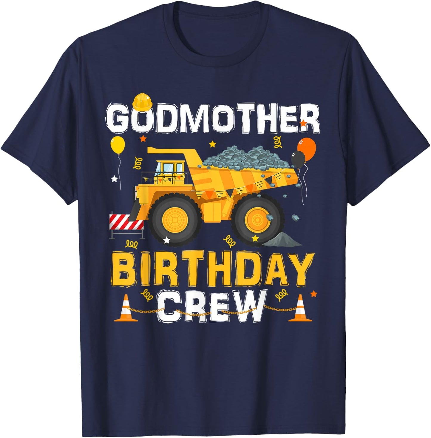 Godmother Birthday Crew Matching Construction B-day Boy T-Shirt - T-Shirt | Navy