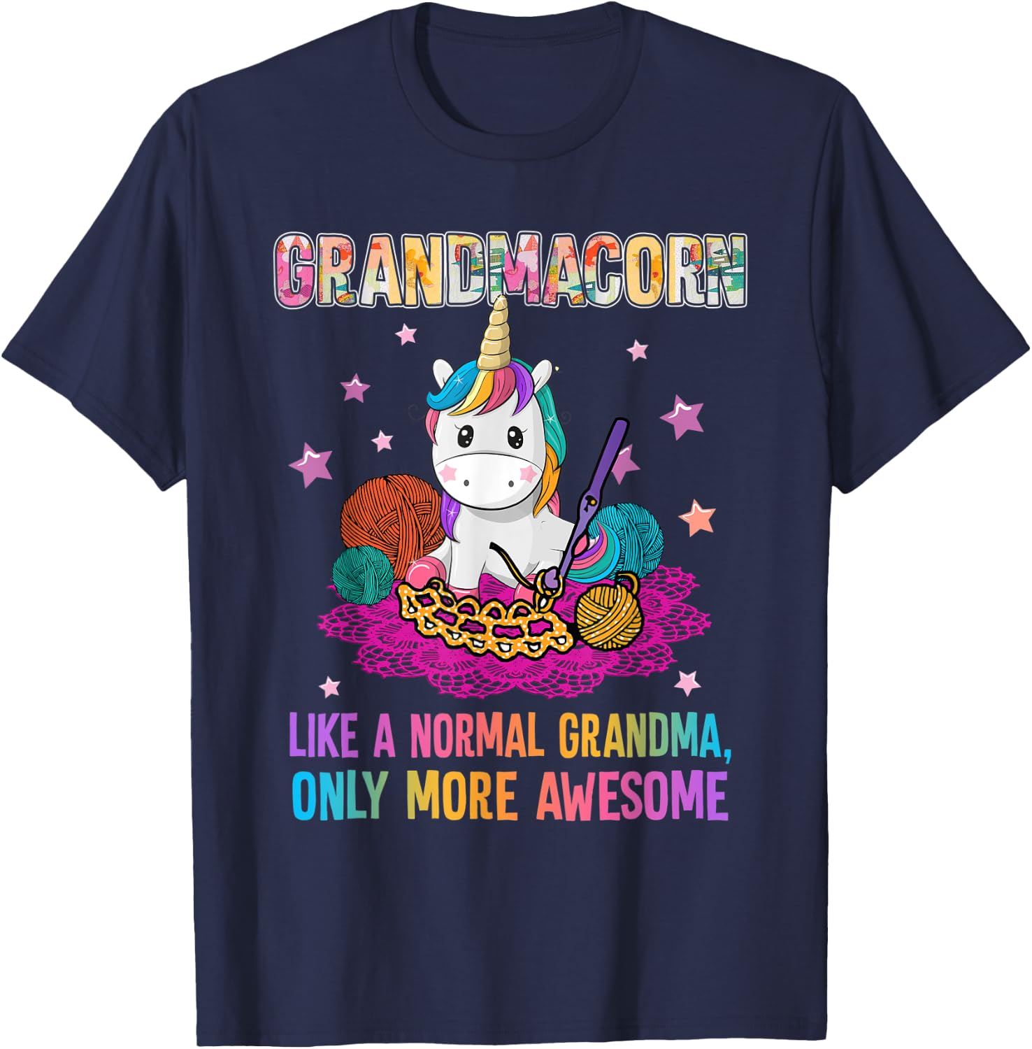 Grandmacorn like a normal oma only more awesome T-Shirt - T-Shirt | Navy