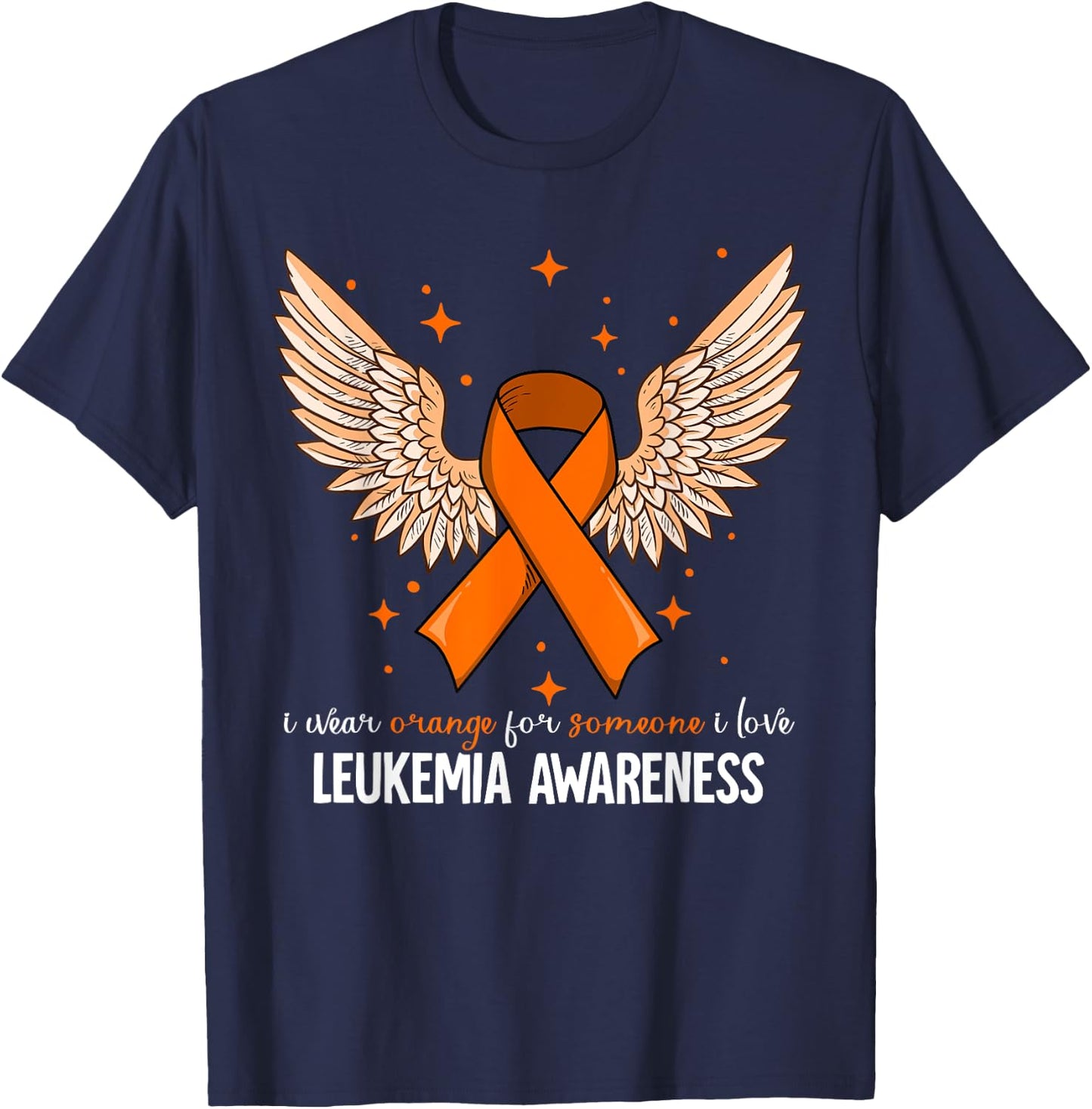 Leukemia Cancer Awareness - Black - Women's - Small - Short Sleeve - - Classic Fit - 100% Polyester - Orange Leukemia Awareness Design T-Shirt - T-Shirt | Navy