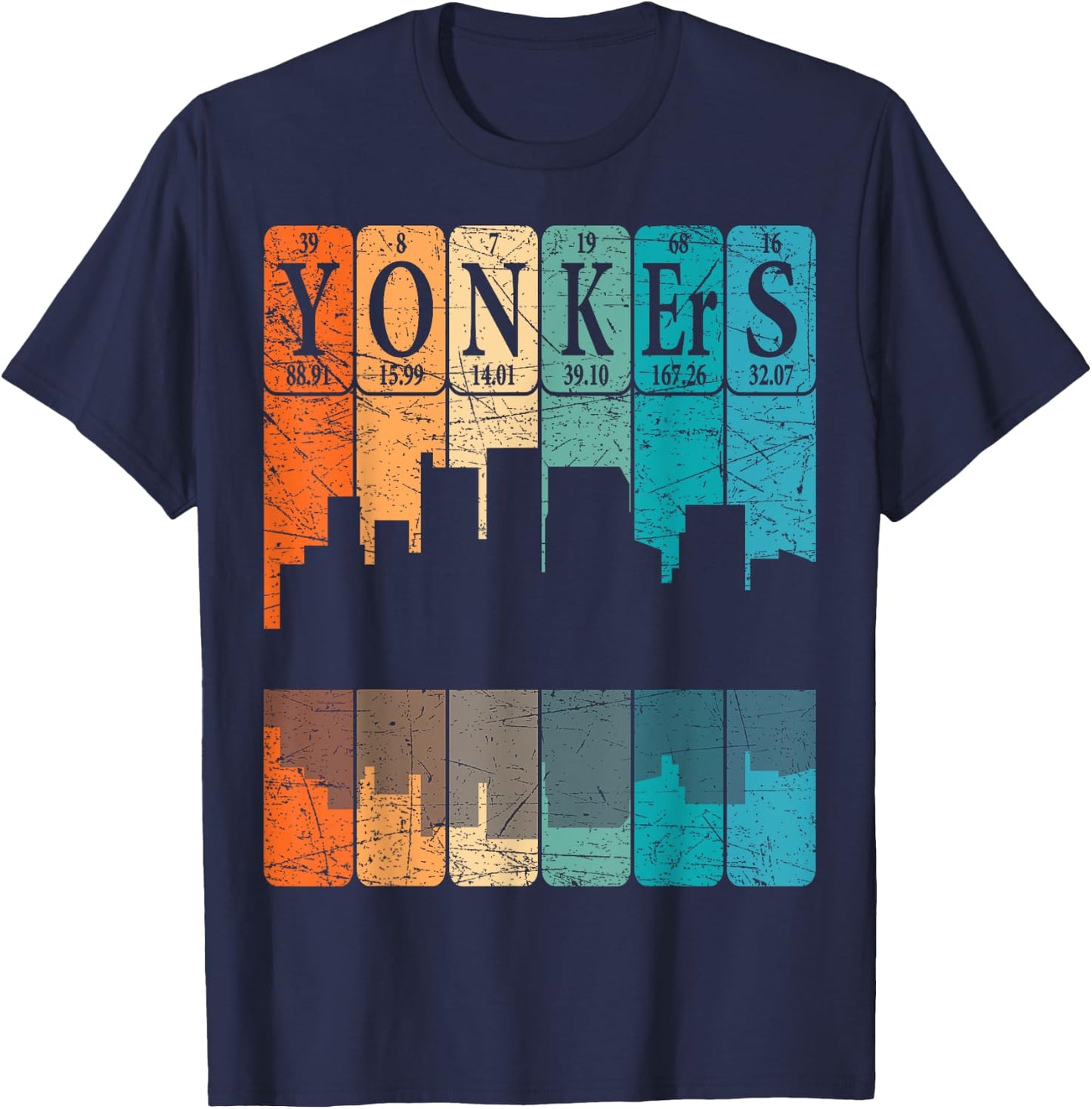 Yonkers Periodic Table Elements Yonkers New York Retro T-Shirt - T-Shirt | Navy