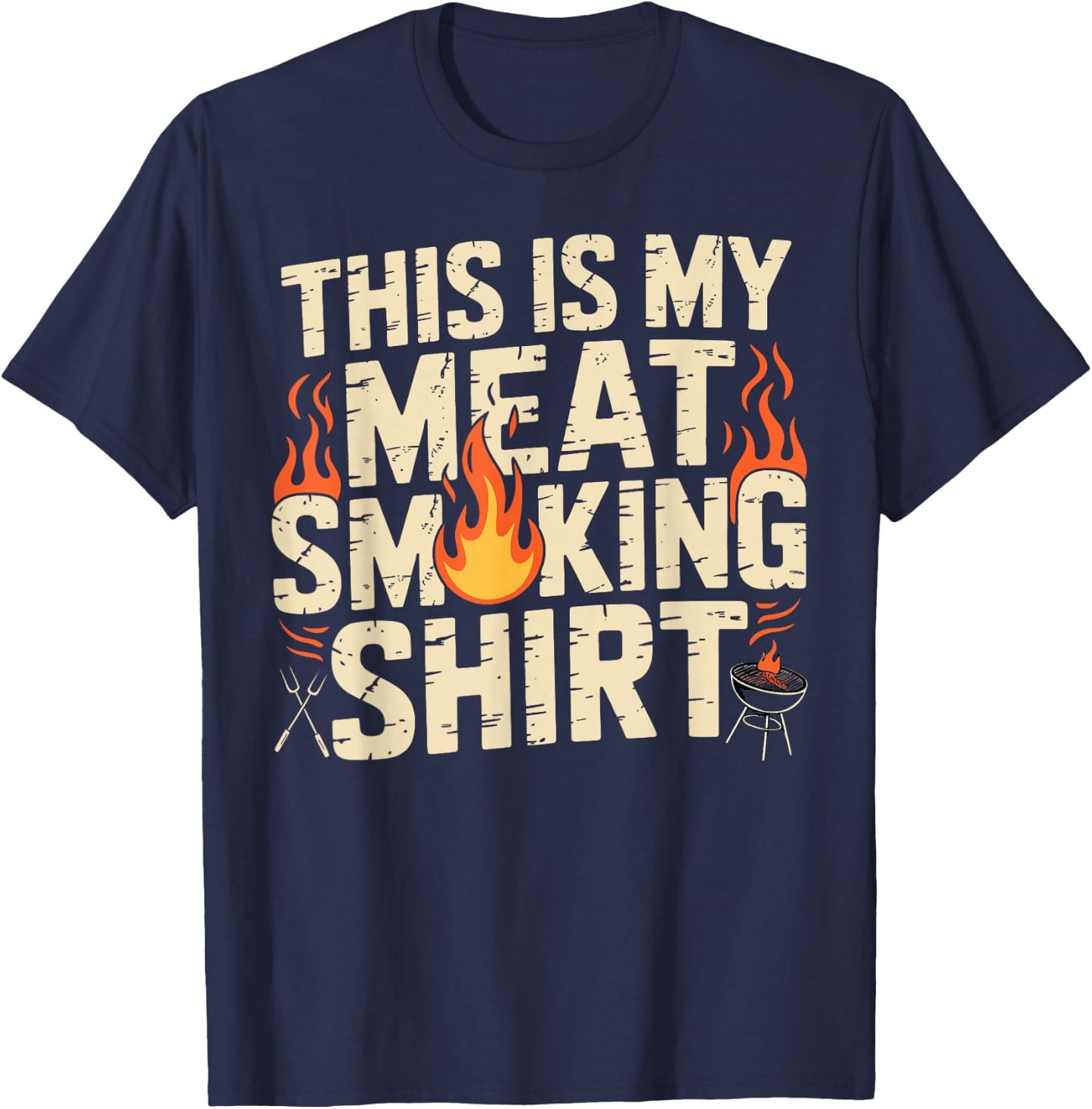 This is My Meat Smoking Shirt Funny Grilling Pitmaster BBQ T-Shirt - T-Shirt | Navy